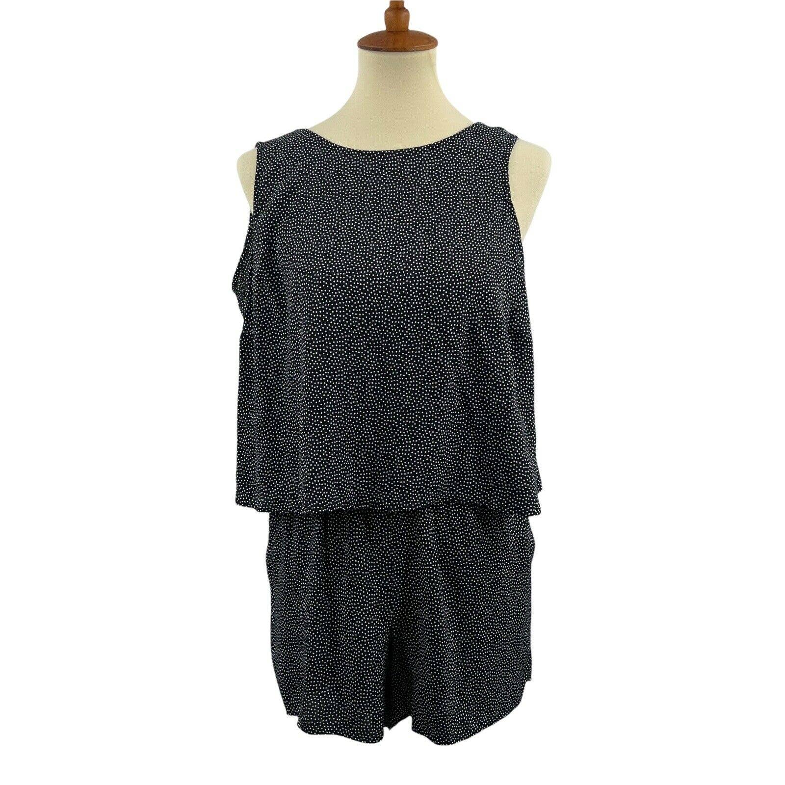 Loft Black Polka Dot Romper Open Back Size Small New